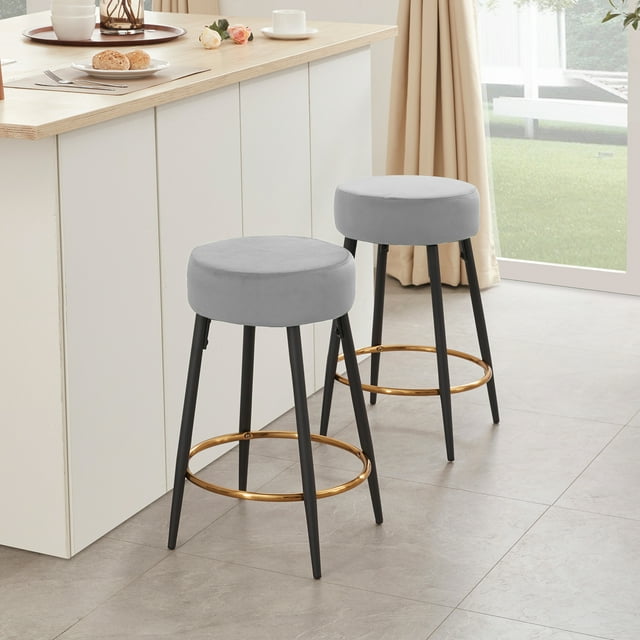 Duhome Backless Counter Stools Set of 2, Velvet Upholstered Counter