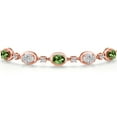 thumbnail image 3 of Gem Stone King 18K Rose Gold Plated Silver Green Tourmaline and White Lab Grown Diamond Bracelet for Women | 3.50 Cttw | Gemstone October Birthstone | Oval 7X5MM | Fully Adjustable 9 inch, 3 of 6