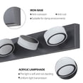 thumbnail image 3 of 37" Modern 5-Light LED Vanity Light - Black Metal & Frosted Acrylic - Dimmable & 360° Rotatable - Bathroom Wall Fixture for Mirror, Shower, Powder Room, 3 of 14