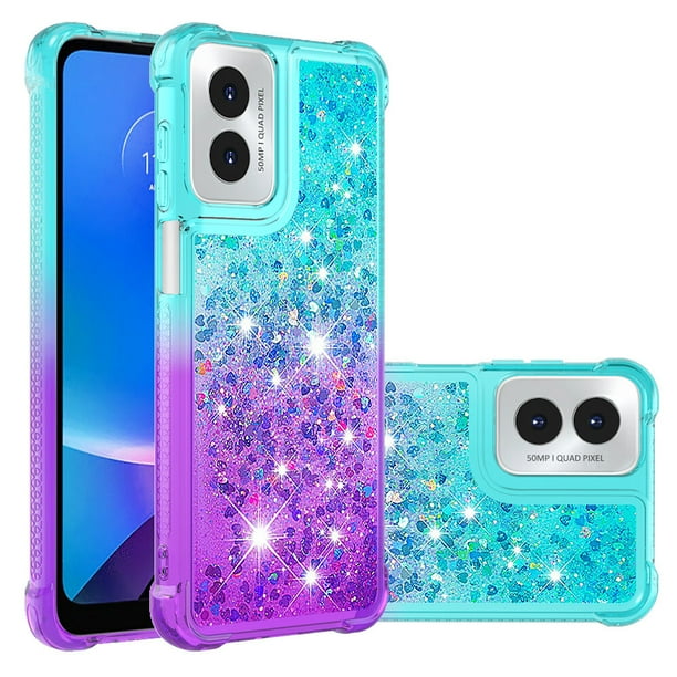 Funda para Motorola MOTO G Play 4G 2024 Transparente con Brillos Carcasa Protectora Antigolpes con Glitter Brillante