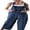 Blue, variant on Blotona Linen Jumpsuits for Women Casual Loose Straps Overalls Baggy Wide Leg Harem Pants Rompers Dungarees Playsuit Trousers