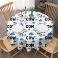 thumbnail image 3 of White Cow Milk Cloud Pattern Round Tablecloth 60"x60",Wrinkle Wipeable Table Cloth for Kitchen Dining Room Picnic Patio Party, 3 of 6
