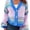 blue, variant on Women Striped Cropped Cardigan V‑Neck Button Down Long Sleeve Knit Sweater