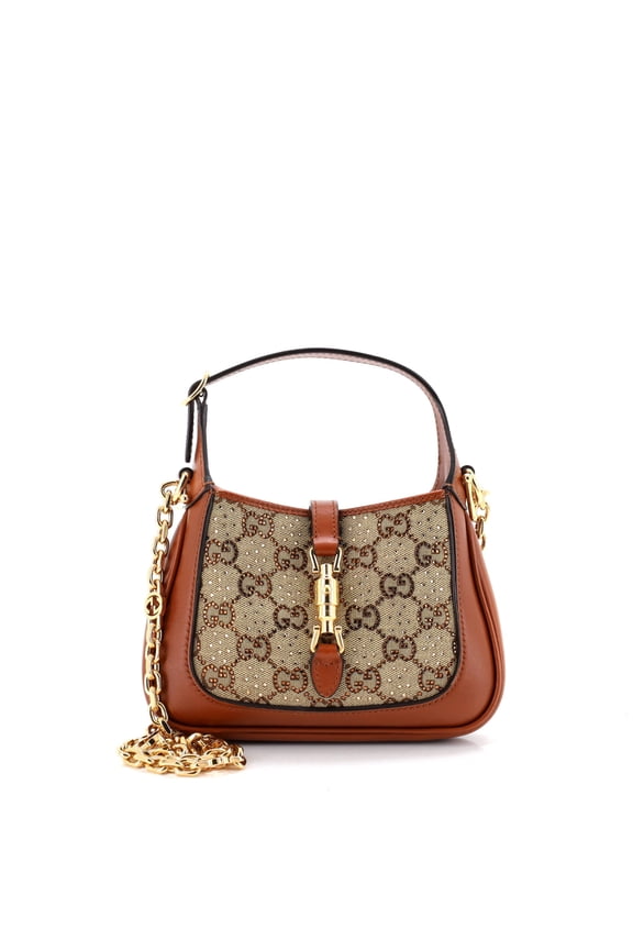 Pre-Owned Jackie 1961 Chain Hobo Crystal Embellished GG Canvas Mini By Rebag