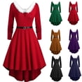 thumbnail image 2 of Disfraces de Navidad de Papá Noel de talla grande 5XL para mujer, vestidos de fiesta de Cosplay sexis con cuello en V y manga larga con cordones laterales Vintage Grinch, 2 of 4