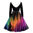 thumbnail image 3 of Women's Fashion V-Neck Casual Slim Christmas Printed Long Sleeve Hair Collar Dresses for Elegant Holiday Events and Parties,Multicolor,5XL, 3 of 4