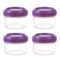 Food Storage Mini Clear Jars with Leakproof Lids - 4PCS Round Containers for Home Kitchen Organizing - 35ml Refillable Storage Solutions 4PCS
