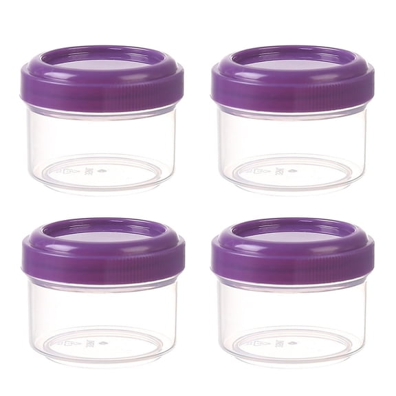 Food Storage Mini Clear Jars with Leakproof Lids - 4PCS Round Containers for Home Kitchen Organizing - 35ml Refillable Storage Solutions 4PCS