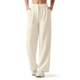 thumbnail image 1 of Pantalones de trabajo Willit de pierna ancha y cintura alta para mujer, color blanco roto, 1 of 5