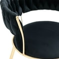 thumbnail image 5 of Velvet Dining Chairs, Mid-Century Living Room Chair with Golden Metal Legs, Woven Back Upholstered Dining Chairs, Accent Desk Chair Living Room Bedroom Office Waiting Room(Black,Set of 6), 5 of 10