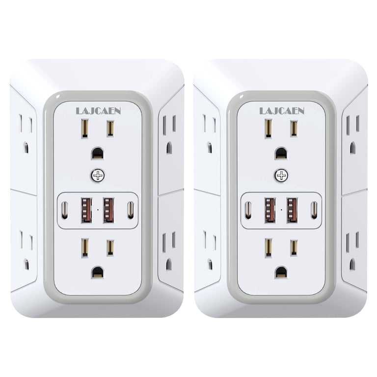 LAJCAEN 6-Outlet Surge Protector 2-Pack with USB-C Ports photo 1