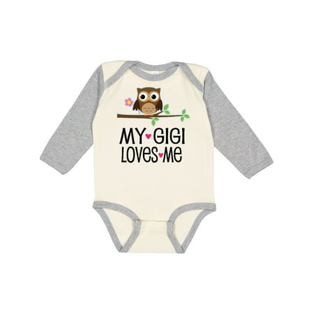 

Inktastic My Gigi Loves Me Girl Owl Gift Baby Girl Long Sleeve Bodysuit