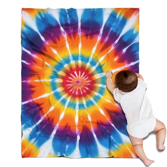 Rainbow Tie Dye Sunburst Blanket,Comfortable Soft Flannel Throw Blanket,All Season,Warm Lightweight Blankets for Sofa Bed Couch Living Room Chair,30"x40"