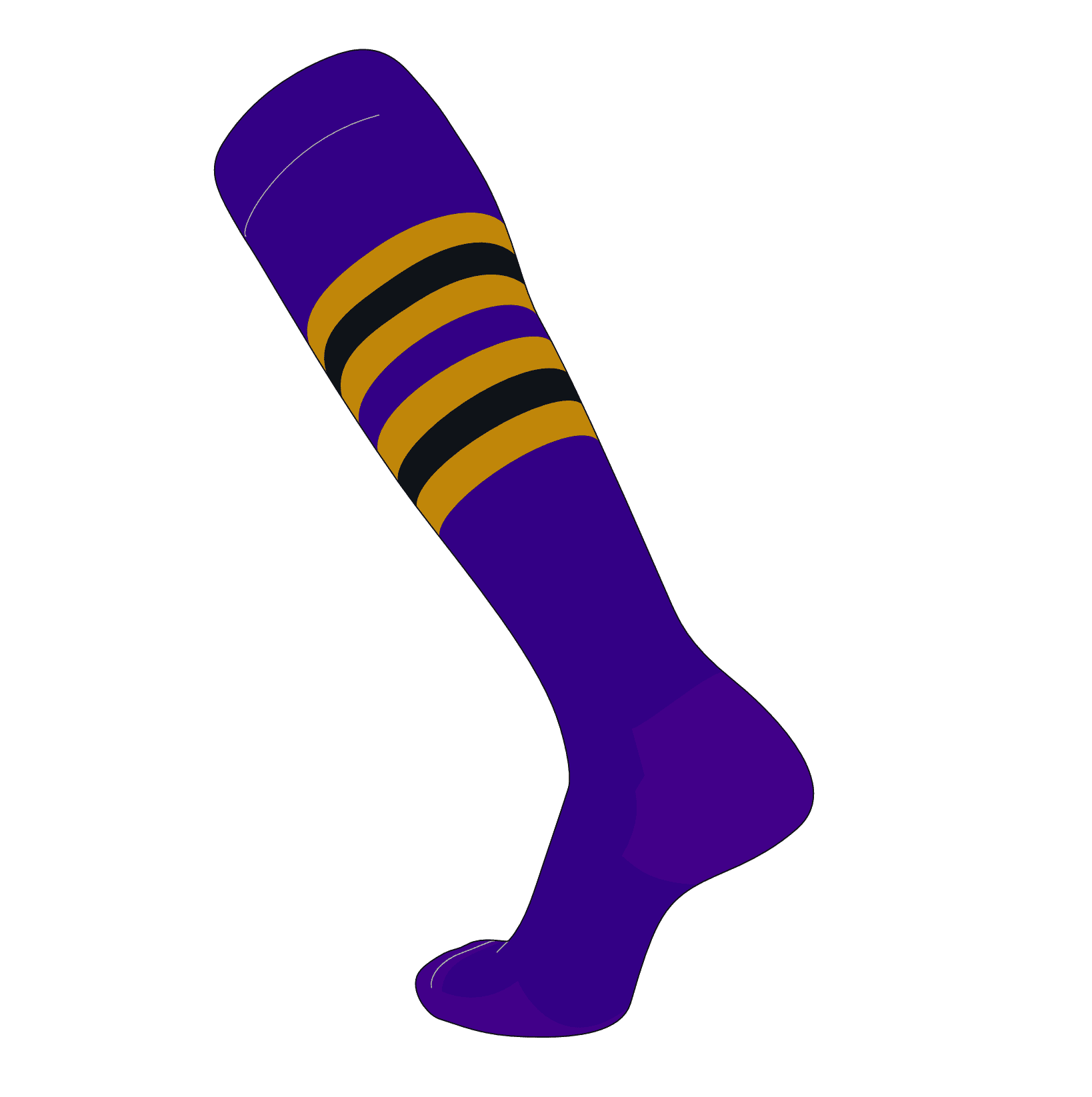 TCK Elite Baseball Football Knee High Striped Socks (I) Purple, Old