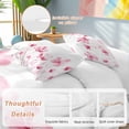 thumbnail image 2 of 3 Piece Pink Flowers Duvet Cover Set California King,Microfiber Comforter/Quilt Cover with Corner Ties and 2 Pillowcases,Vintage White Floral Plant Herb Botanical Soft Bedding with Zipper Closure, 2 of 8