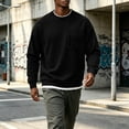 thumbnail image 5 of Men's Crewneck Pullover Sweatshirts Oversized Long Sleeve Zip Pocket Loose Fit Casual Everyday Fall Winter Tops, 5 of 8