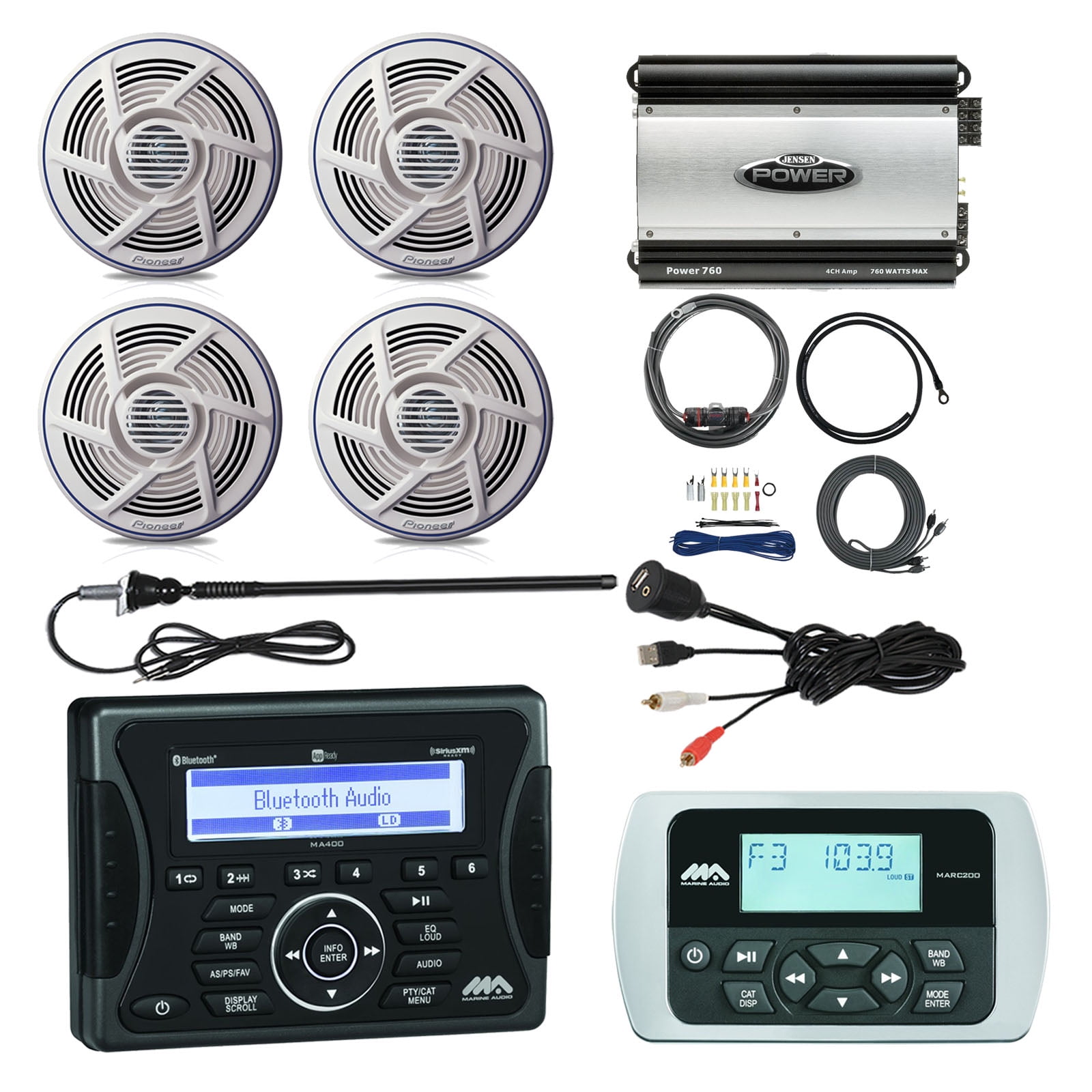 Jensen Marine Audio Bluetooth AUX USB SiriusXMReady Receiver, Wired