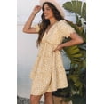 thumbnail image 3 of Women's Yellow Floral Short Sleeve V Neck Frilly Tiered Mini Dress - Perfect for Summer Occasions | [ZhiHiMeRi] | (US 12-14)L, 3 of 12