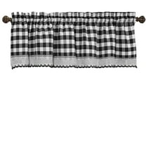 Woven Trends Room Darkening Window Valance, 58W x 14L Inches Top Rod Pocket Checkered Gingham Curtain Valance Scarf, Modern Farmhouse Window Curtain Valance Classic Buffalo Checked Plaid, Black