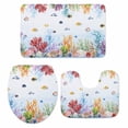 thumbnail image 2 of Coastal Nautical Bathroom Rugs Set Fish Coral Conch Non Slip Absorbent Soft Bath Mats 3 Piece Set with Bathroom Rug, U-Shaped Floor Mat, Toilet Seat Cover Large Size, 2 of 9