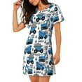thumbnail image 2 of Naloa Blue Excavator Print Women Nightgowns,Womens Loungewear,Short Sleeve Sleepwear,Comfy Ladies Nightdress, 2 of 6