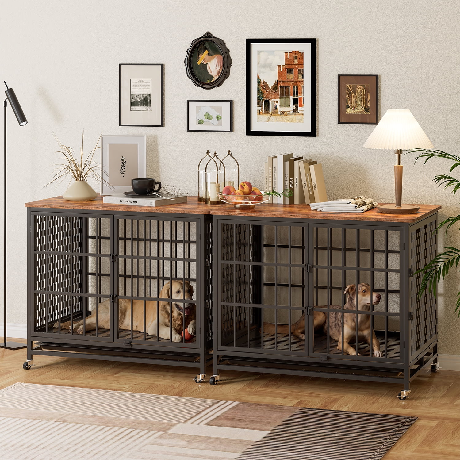 Frmobepts Dog Crate Furniture, 42'' Large Wooden Indoor Dog Cage