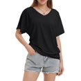 thumbnail image 5 of Womens Casual V Neck T Shirts Short Sleeve Loose Fit Summer Flowy Tops Tees, 5 of 6