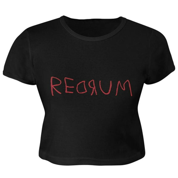 Halloween Horror Redrum Juniors Crop Top T-Shirt Black MD