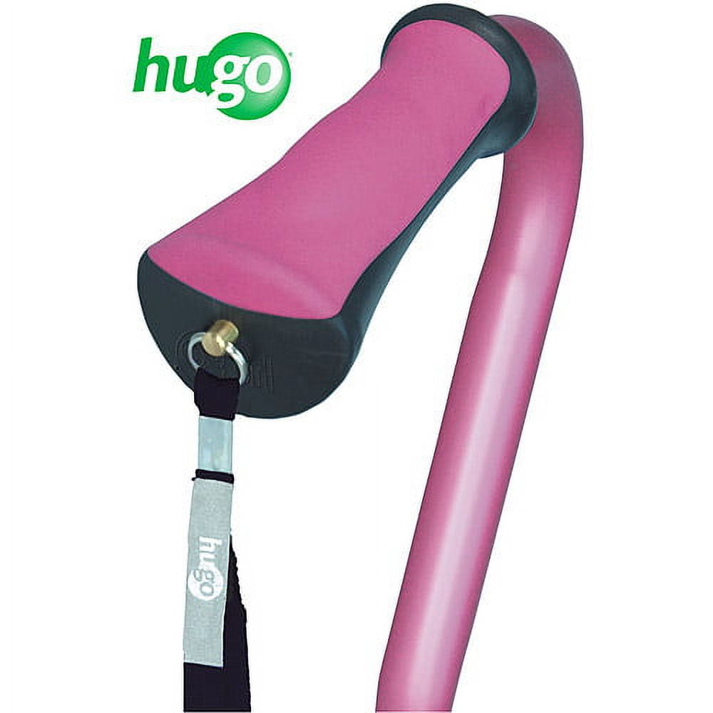Adjustable Quad Cane for Right or Left Hand Use, Large Base, Rose