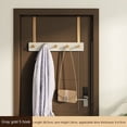 thumbnail image 1 of Ganchos para colgar, toallero para puerta de baño, tablero de bambú Natural, perchero con 5 ganchos mentales, parte trasera resistente, 1 of 5