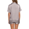 thumbnail image 7 of Silk Pajamas Womens Short Sleeve Sleepwear Soft Satin Loungewear 2 Piece Pjs Shorts Set Silver 4XL, 7 of 7