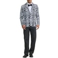 thumbnail image 2 of INSPIRE CHIC Men's Party Blazer Animal Print Notched Lapel Lightweight Suit Jacket L White and Black, 2 of 5