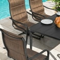 thumbnail image 3 of Nuu Garden Outdoor 7-Piece Breathable Textilene Dining Set with Umbrella Hole, Patio All-Weather Padded, 61” x 37” Table and 6 Ergonomic C-Spring Motion Chairs, Black and Brown, 3 of 10