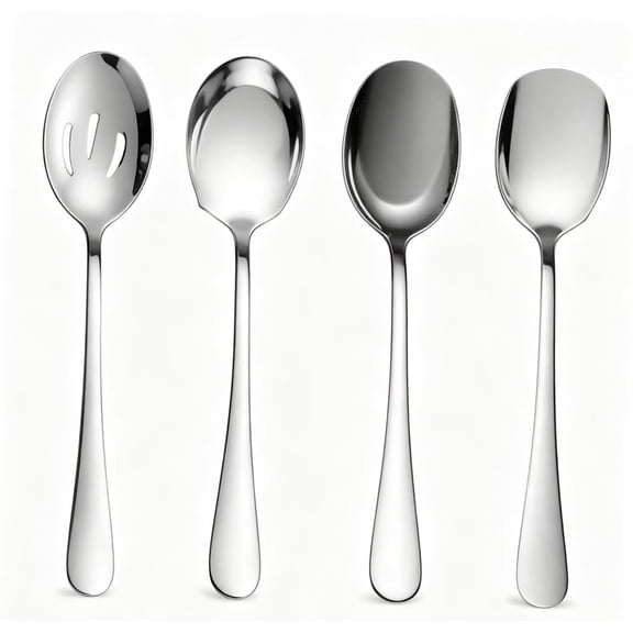 Vruelia Serving Spoons Large, 4Pcs Stainless Steel Buffet Spoon, Long Handle Soup Cooking Spoon for Home Restaurant By