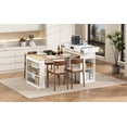thumbnail image 1 of Extendable Dining Table with Folding Tabletop, Bar Table with Drawers and Power Outlet, Kitchen Island with Wheels and Hooks, Sideboard for Kitchen and Dining Room(Creamy White+Natural), 1 of 39