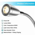 thumbnail image 2 of Bedside Wall Lamp 2 Lights LED Reading Light Gooseneck Light 3W, 3000K Warm White Reading Lamp, 2 of 5