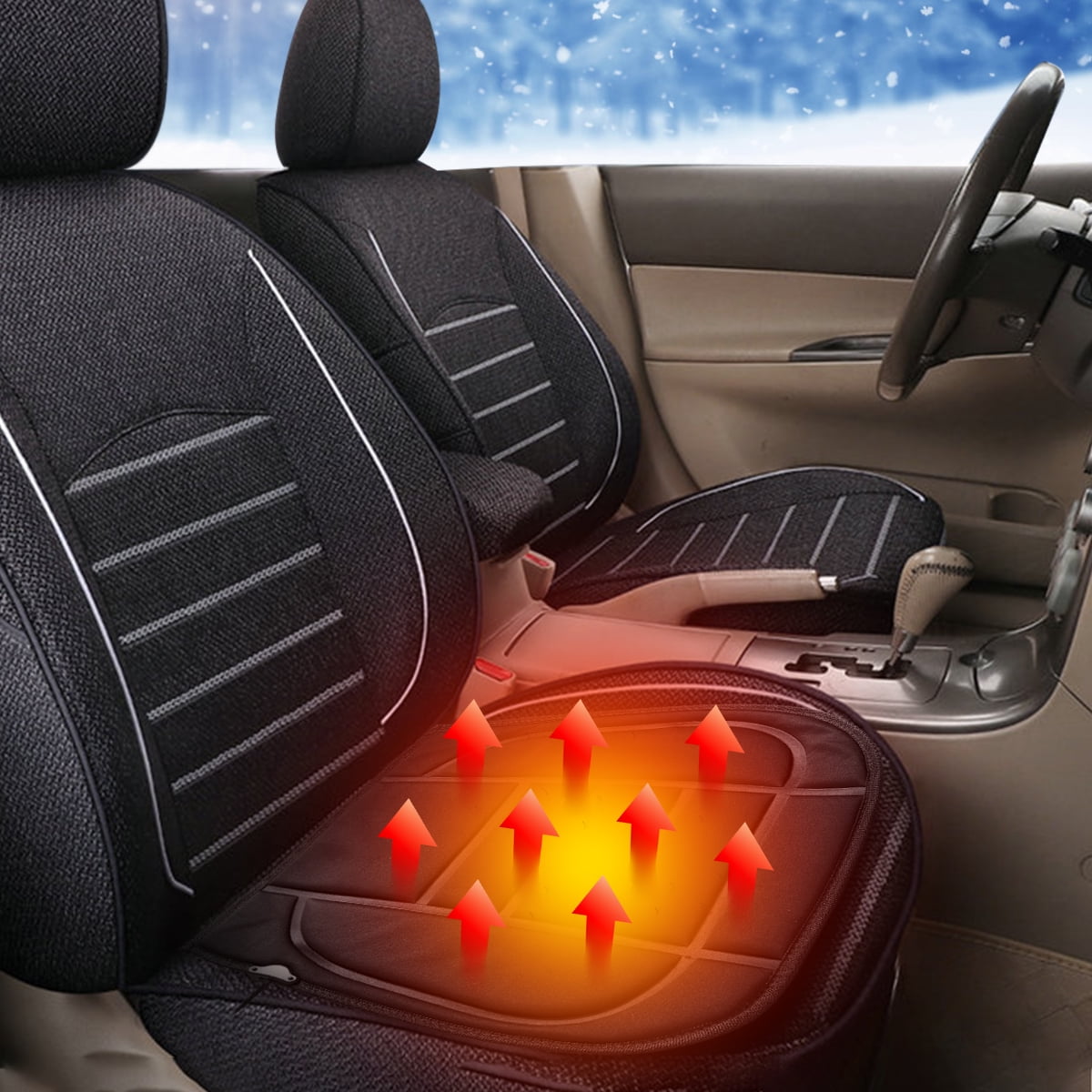Universal 12V Car Truck Seat Heater Nonslip Heating Pad Winter Warmer Universal Fit for Auto Supplies Home Office Chair,Pink Heated Seat Cushion 