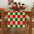 thumbnail image 2 of 1pc Linen 100% red and green gingham Party Decoration, Gift, Holiday Decorations, Room Decor, Scene Decor Dustproof & Wipe Clean Table Runner, 2 of 6