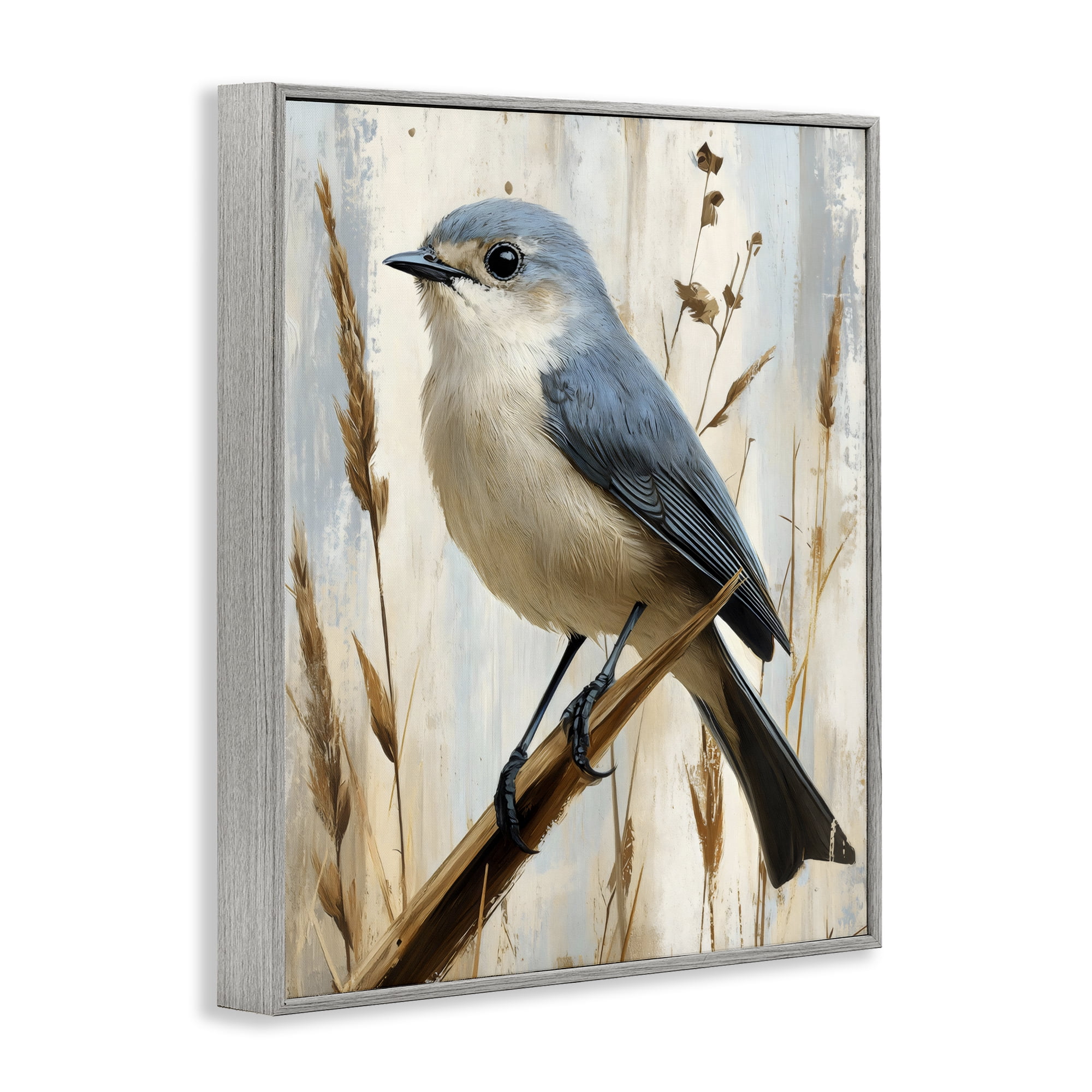 Stupell Industries Bluebird on Tall Glass Perch Gray Framed Giclee Art, design by Creative Studio