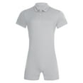 thumbnail image 3 of Nyeemya Men's Short Sleeve Lapel Collar Romper One Piece Undershirts Stretchy Shorts Jumpsuit Grey XL, 3 of 5
