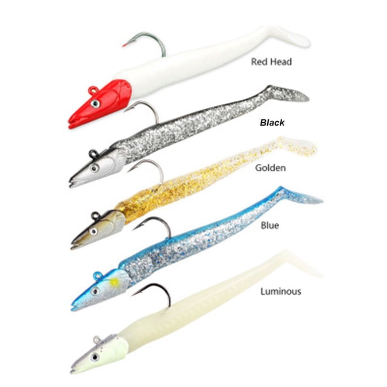 Durable Silicone Luminous Worm Barbed Hook Artificial Soft Bait Fish Eel  Lure Lead Jig Head GOLDEN - 10G - Walmart.com