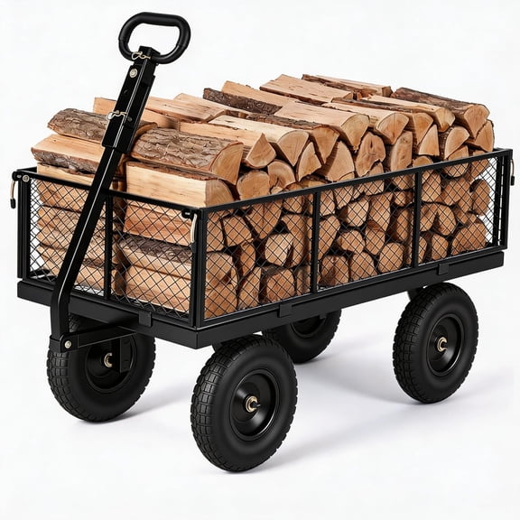 1000 lbs Heavy Duty Steel Garden Cart 13in Tires Removable Sides 180 Handle