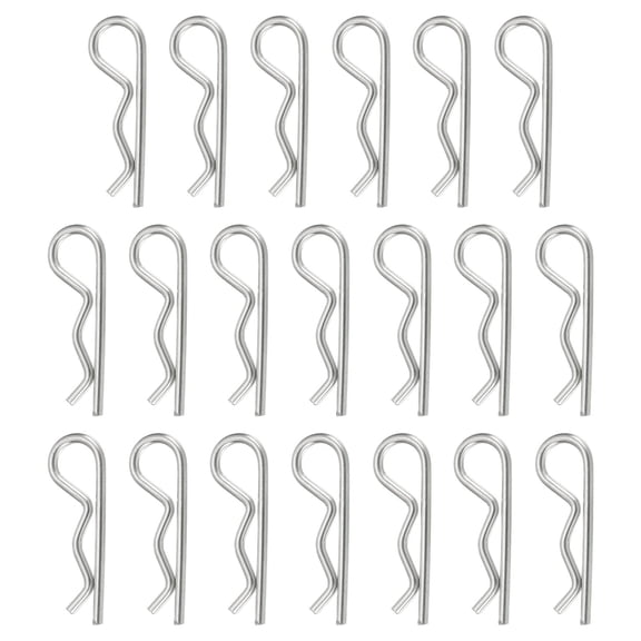 Uxcell 20 Pcs Hitch Pin Clip, 1.8mm x 32mm R Clips 304 Stainless Steel Retaining Wire Hair Pins Cotter Pin Assortment Kit Clips for Trailer Tractors Mower Carts Truck Pin Clip, Silver