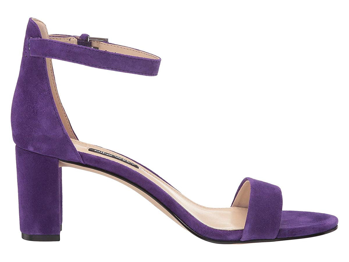 purple block heel shoes
