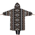thumbnail image 2 of Oversized Wearable Blanket Hoodie,Brown Striped Geometric Pattern Sherpa Blanket Hoodie with Super Pockets,Super Warm Fuzzy Pullover for Women & Men, 2 of 6
