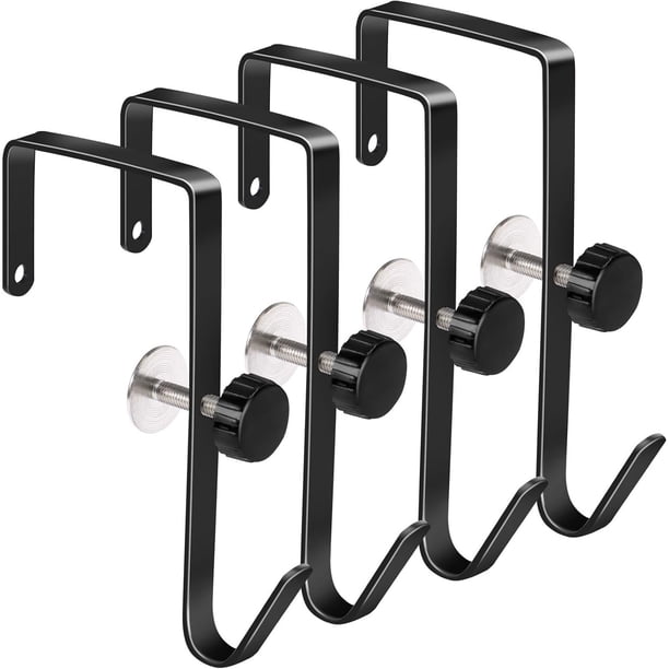 4 paquetes de ganchos sobre la puerta, ajustables, Gancho para colgar en la puerta que evita arañazos para baño, sala de estar, cocina, colgar ropa, toallas, bolsas (Negro)