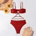 thumbnail image 5 of 50% off Clear! HAPIMO Sales Women's 2 Peices Bathing Suit Cozy Wireless Bikini Bandeau Swimming Trunks Thong Split Bikini Swimsuit Red S, 5 of 9