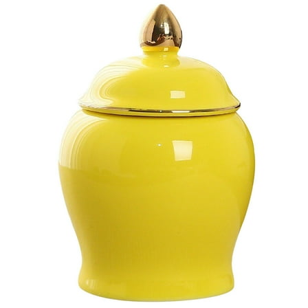 Niceauty Yellow Ceramic Tea Canister Sealed Lid Practical Home Storage
