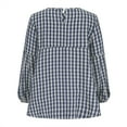 thumbnail image 4 of LIaqionyy Women's Puff Sleeve Plaid Babydoll Tops Loose Crewneck Blouse Cute Going Out Shirts, 4 of 7