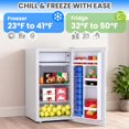 thumbnail image 4 of Mini-frigo de 4,5 Pi3 avec Congélateur, Faible Bruit 38 dB, Réfrigérateur Compact à Porte Réversible avec Thermostat Réglable, Écoénergétique pour Chambre, Bureau, Dortoir, Noir/argent/blanc, 4 of 7